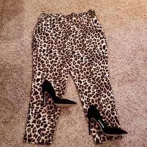 Animal print ankle dress pants